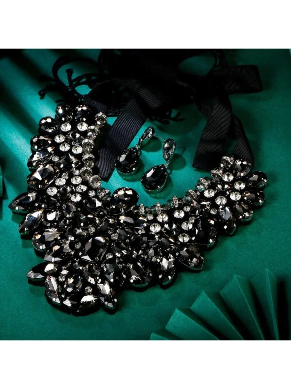 Colorful Rhinestone Crystal Statement Jewelry Set - 9 Colors Necklace & Earrings